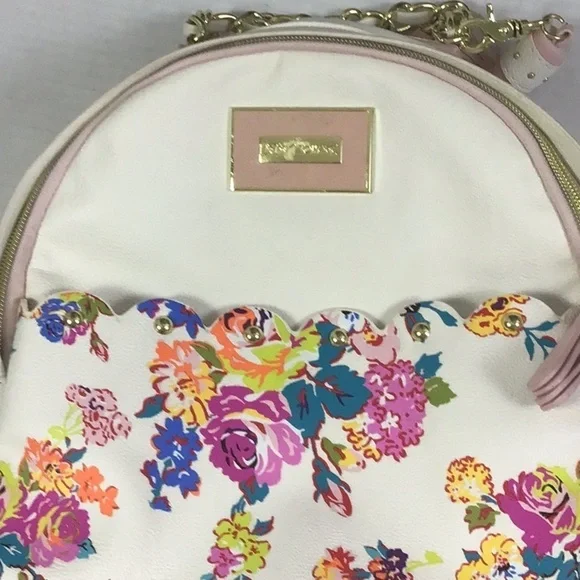 BETSEY JOHNSON BACKPACK BONE BLUSH PINK FLORAL Bag Faux Leather - Picture 11 of 11